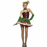 2Pc Casino Cocktail Lady Luck Sexy Holiday Party Costume (Black/Red;Medium)